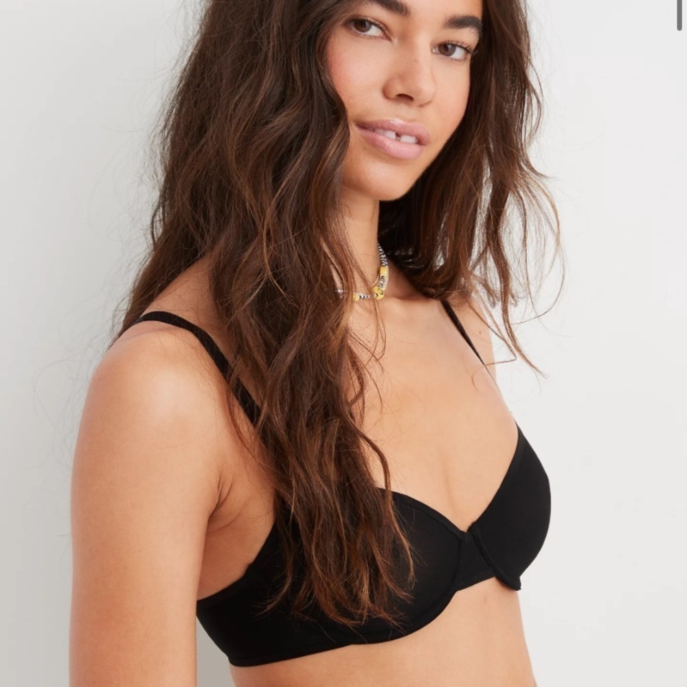 NWT SMOOTHEZ By Aerie Black Unlined Full Coverage Bra